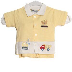 Teddy Boom Size 3/6M Baby Polo Shirt & Shorts Set Construction Theme 100% Cotton